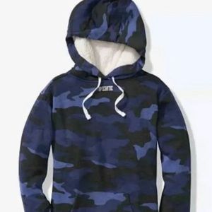 VS Pink blue camo hooded sweater